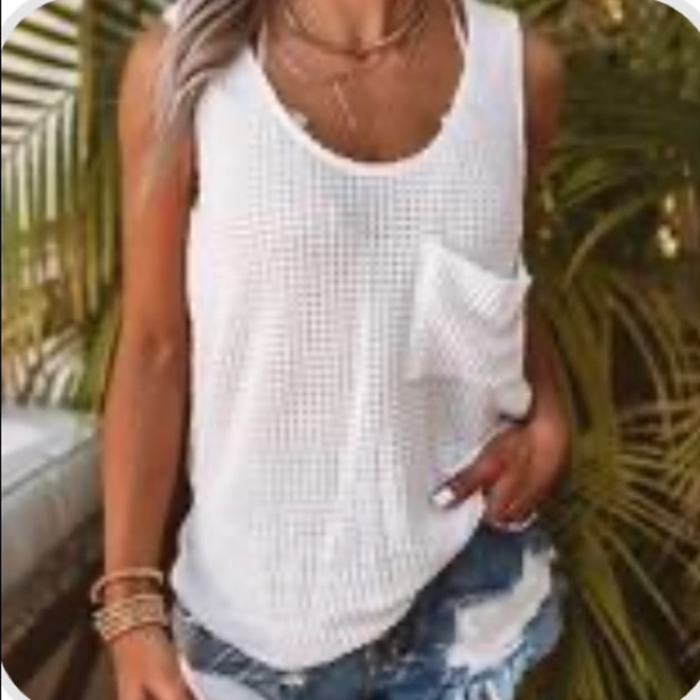 Shoreline Smiles Waffle Knit Tank - Never Worn